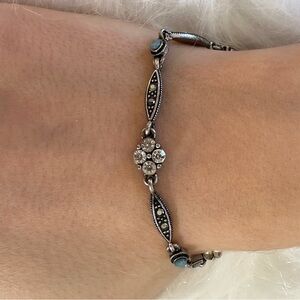 925 sterling Silver Bracelet with Black Accents